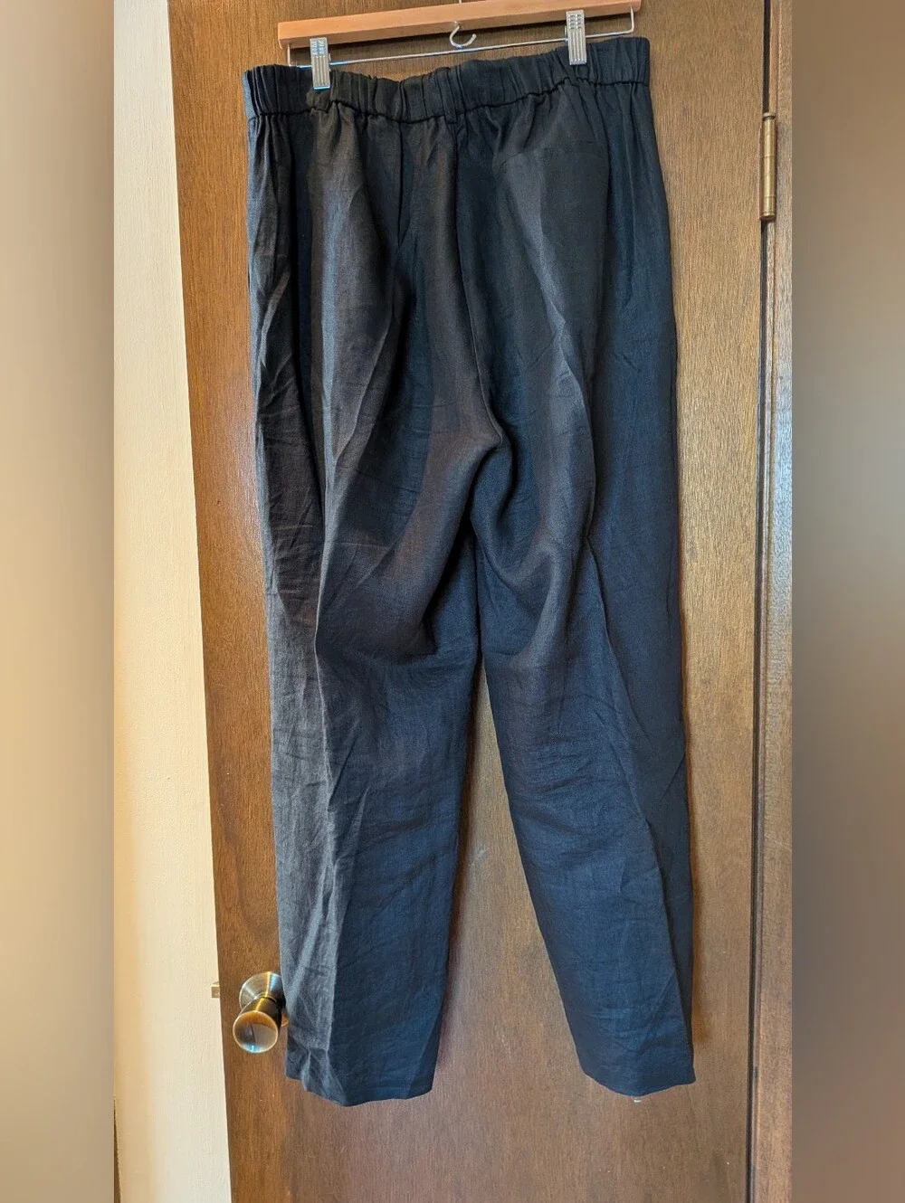 Quince European Linen Pleated Trouser, Black Size 14